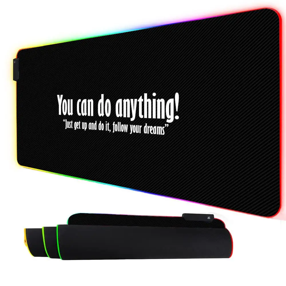 

DIY Gamer Mouse Pad Black Anime Gaming Mouse Pad LED Play Table Mice Pads Backlit Rubber Desktop XXL Mousepad RGB Desk Mats