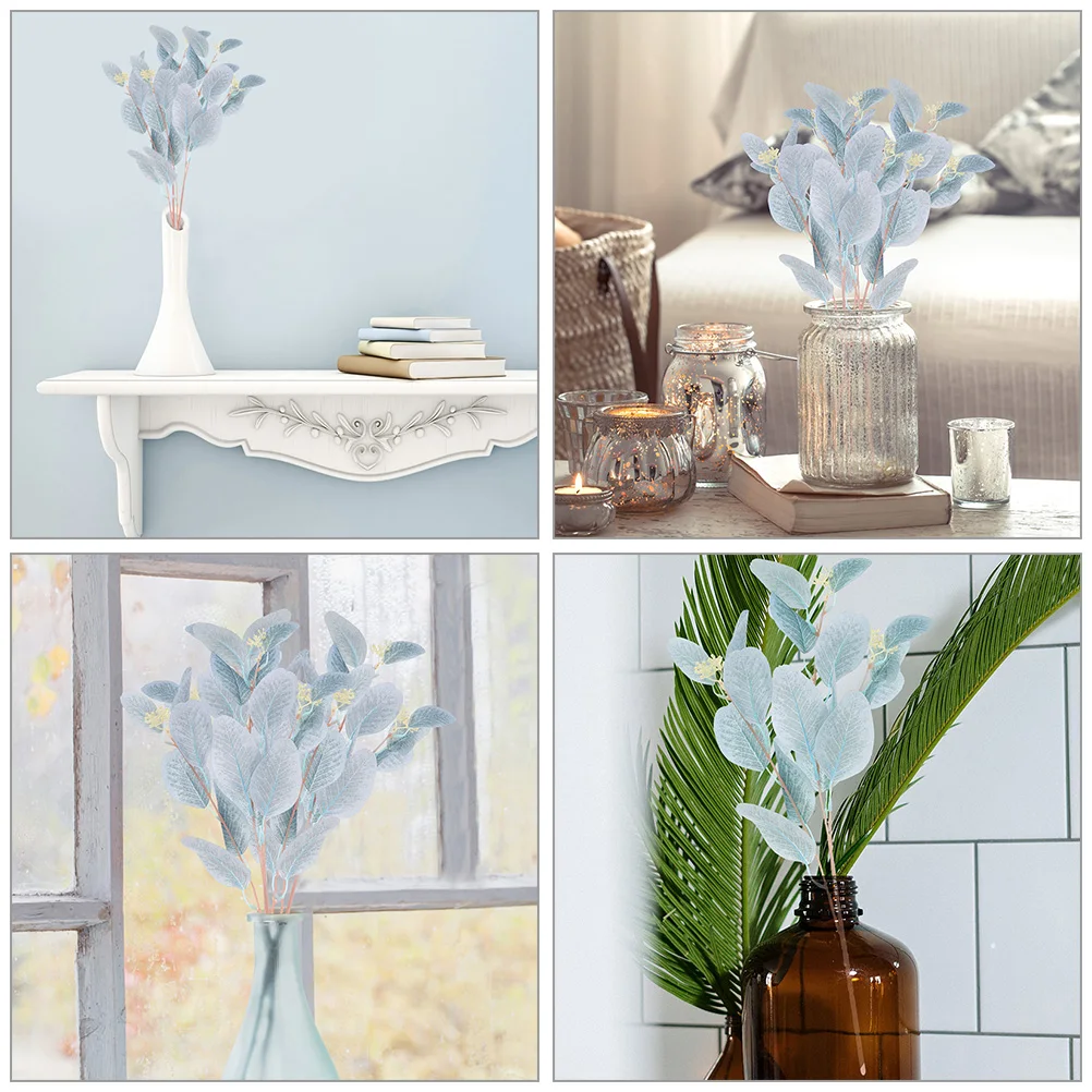 

8 Pcs Simulated Eucalyptus Leaves Artificial Wreath Leaf Stems Faux for Vase Iron