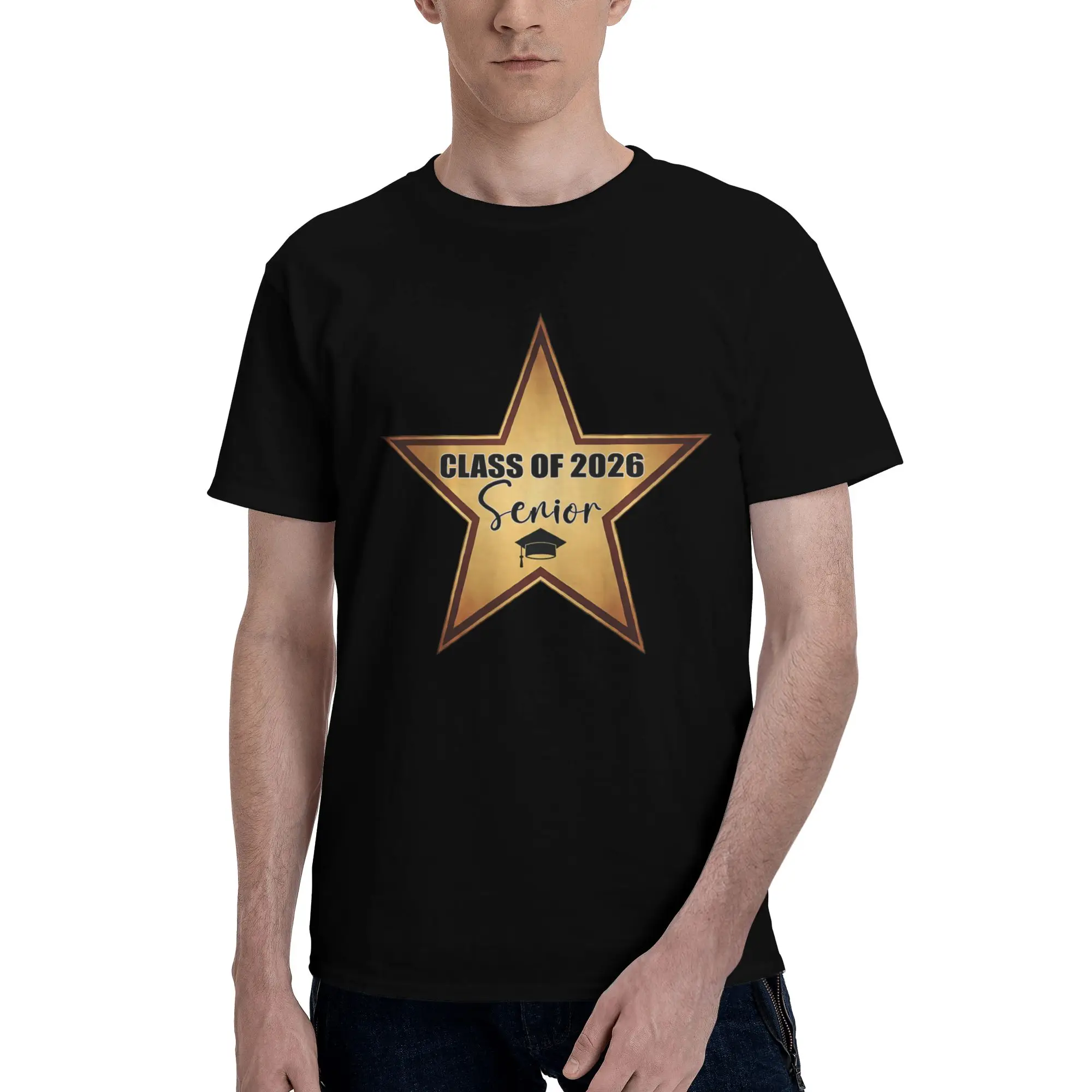 Senior Graduation Star High School Grad Party Funny Graphic 100% Cotton T-Shirt class of 2026 Tees Tops For Men