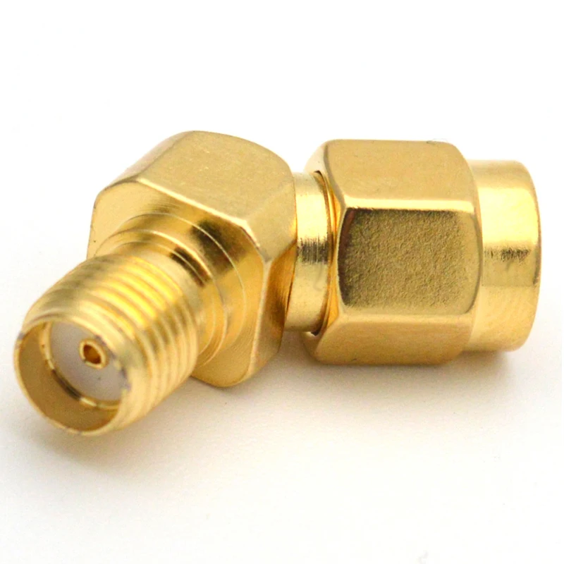 Gold Plated SMA Adapter RP-SMA Male to SMA Female Adapter 45 Degree RF Coaxial Converter Pure Copper