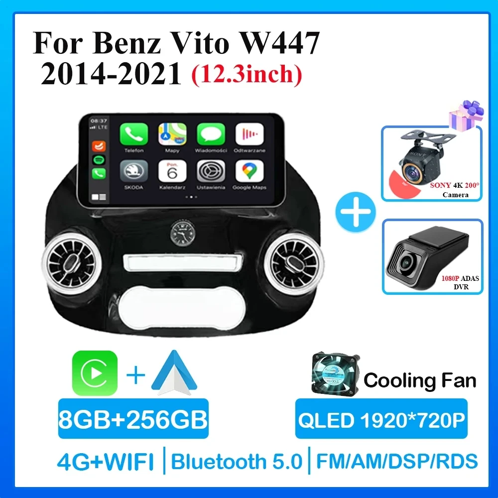 Auto Android für Mercedes Vito W447 2013-2015 13 Zoll Radio Stereo Multimedia-Player 5g WLAN GPS Navigation 2014*2022 1920 CPU BT