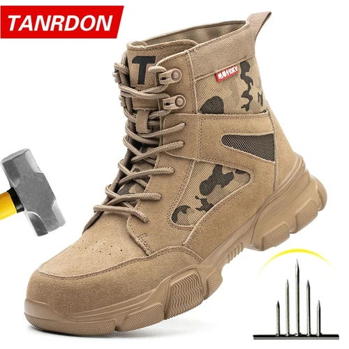 Zapatillas de deporte, zapatos indestructibles, zapatos de seguridad para el trabajo con puntera de acero, zapatos protectores de seguridad masculinos a prueba de pinchazos, botas tácticas