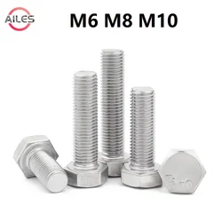M6 M8 M10 Fine Pitch Thread Teeth Outer External Hex Head Screws Bolts 0.75 1.0 1.25mm 304 Stainless Steel