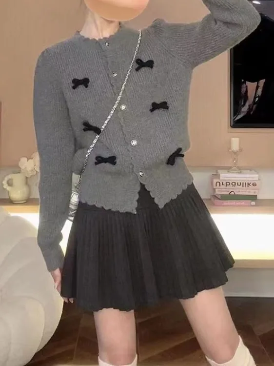 女性用ニットセーターコート、結び目付き、秋冬新作、小さめサイズ、インナーウェア、スリムフィット、ラウンドネック、ネロン...