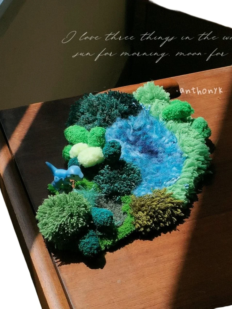 Blue Island Moss Coaster (Creative gifts, finished desk ornaments)