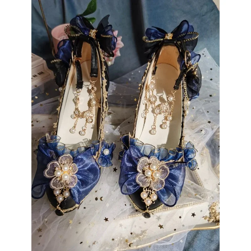 Lolita High Heel Shoes One Night Story Lolita Shoes 18 Year Old Adult Wedding Shoes Pointed High Heel Shoes Flower Wedding