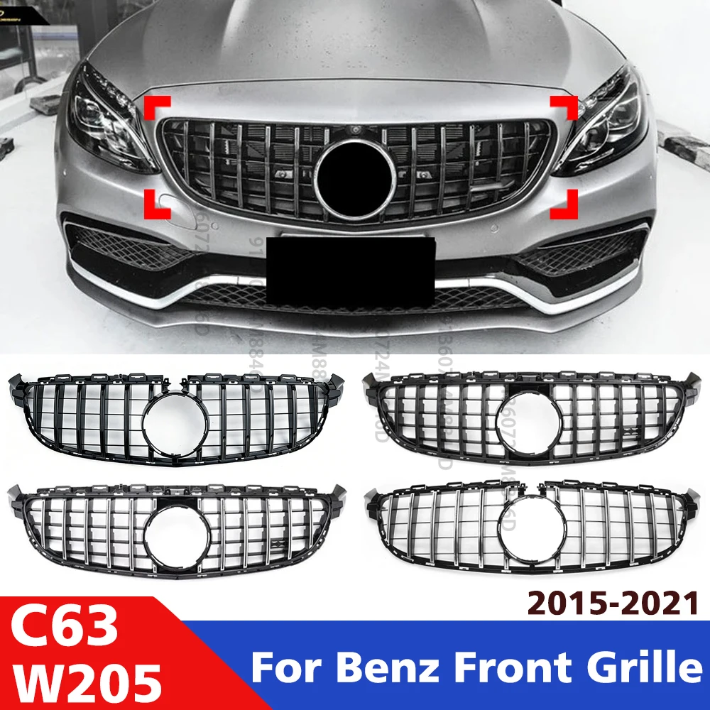 

GT Style Front Grill for Mercedes C63 AMG W205 2015-2021, Aggressive Mesh Front Grille, Car Exterior Modification Accessories