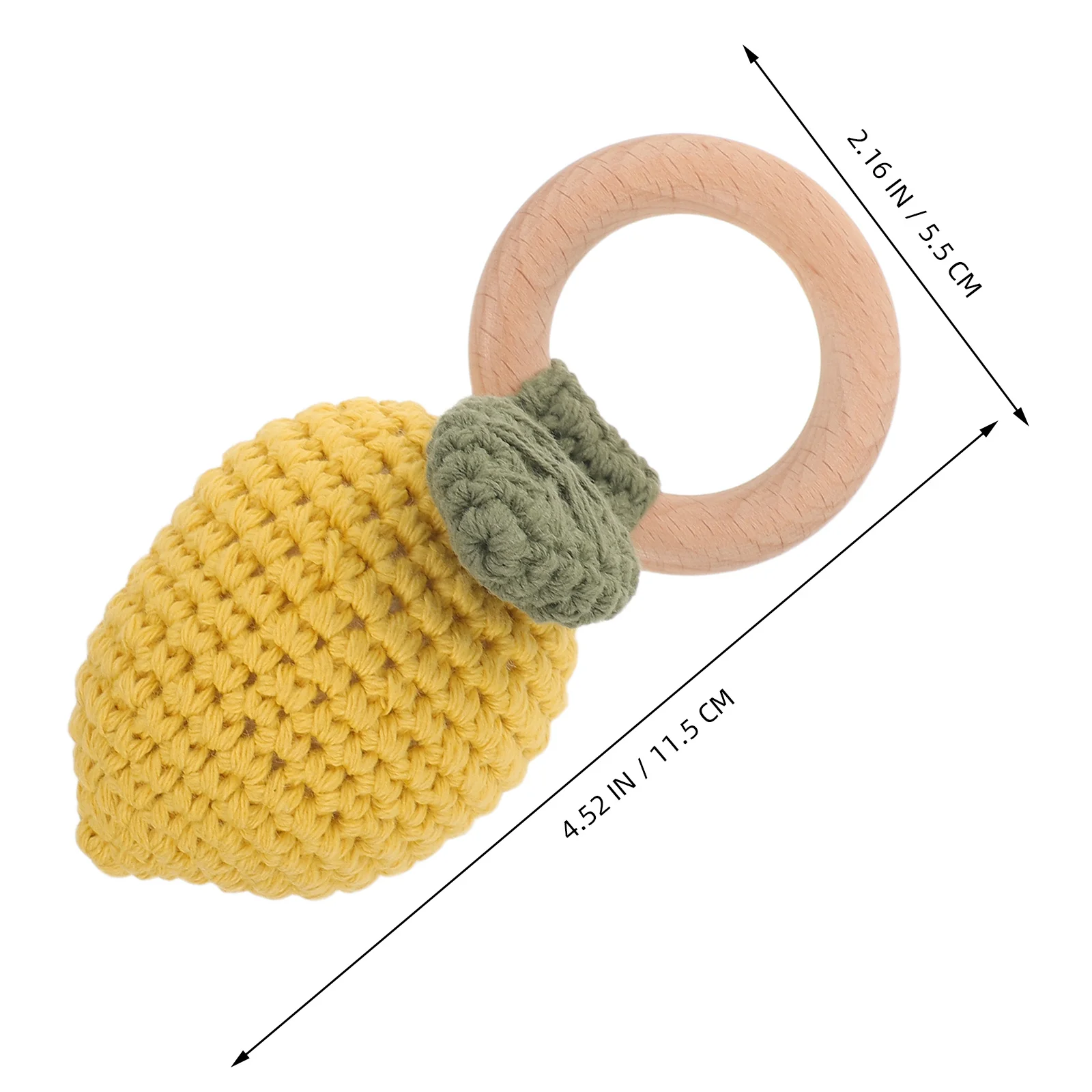 Wooden Crochet Ring Teething Newborn Sensory Hand Grasping Shaker Montessori Wood Rattle Infant Development