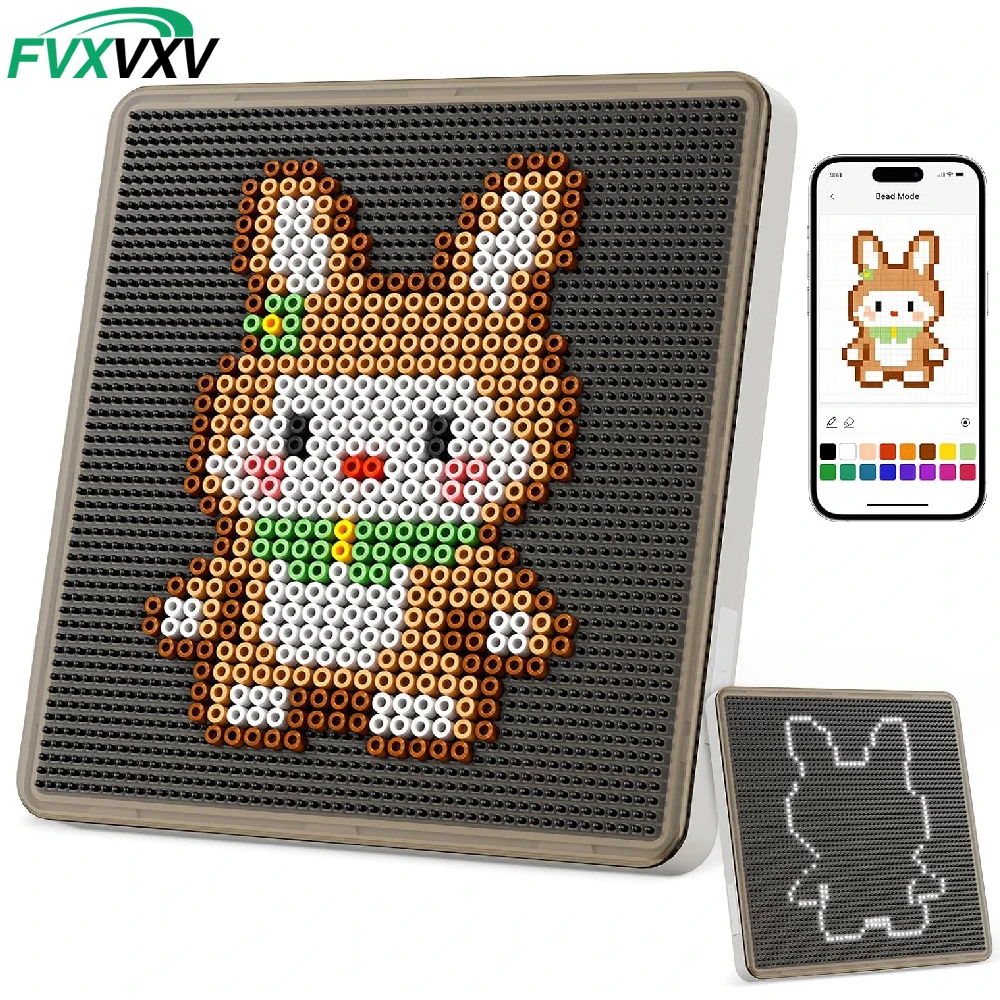 smart-led-fuse-beads-board-app-controlled-pixel-light-guide-pegboard-for-26mm-mini-perler-beads-usb-c-rechargeable-diy-craft