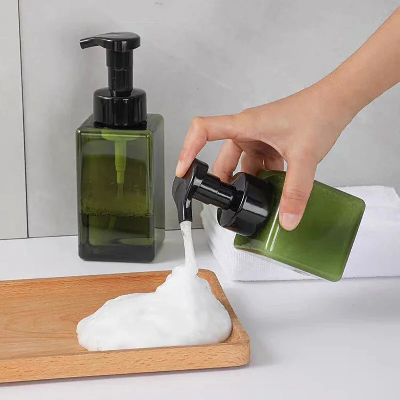 450ML Portable Square Foaming Bottle Foaming Soap Dispenser Hand Wash Shampoo Body Wash Bottles Home Bathroom Accessories