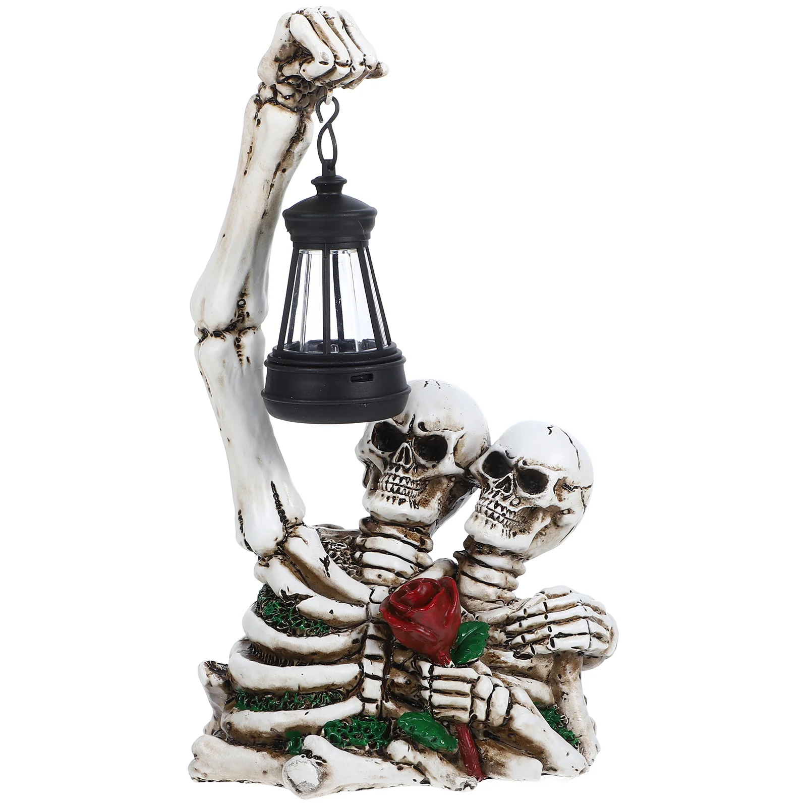 

Garden Statue Decor Skull Ornaments Halloween Night Light Resin Figurine