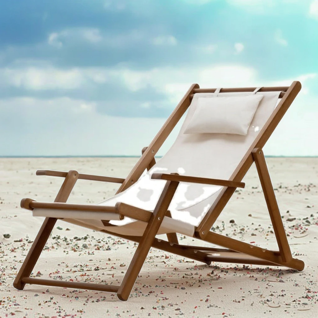 Hot New Solid Wood Folding Beach Chair for Outdoor Patio Balcony Deck or Camping Free Installation Included  كرسي رحلات