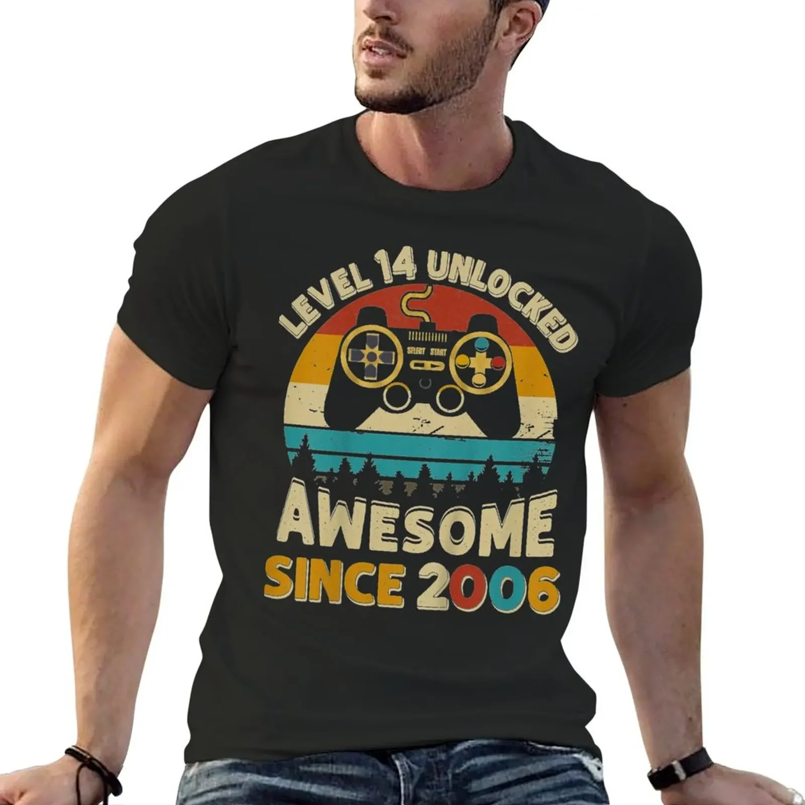 Level 14 Unlocked Awesome Since 2006 T-Shirt vintage blanks Men's t-shirt