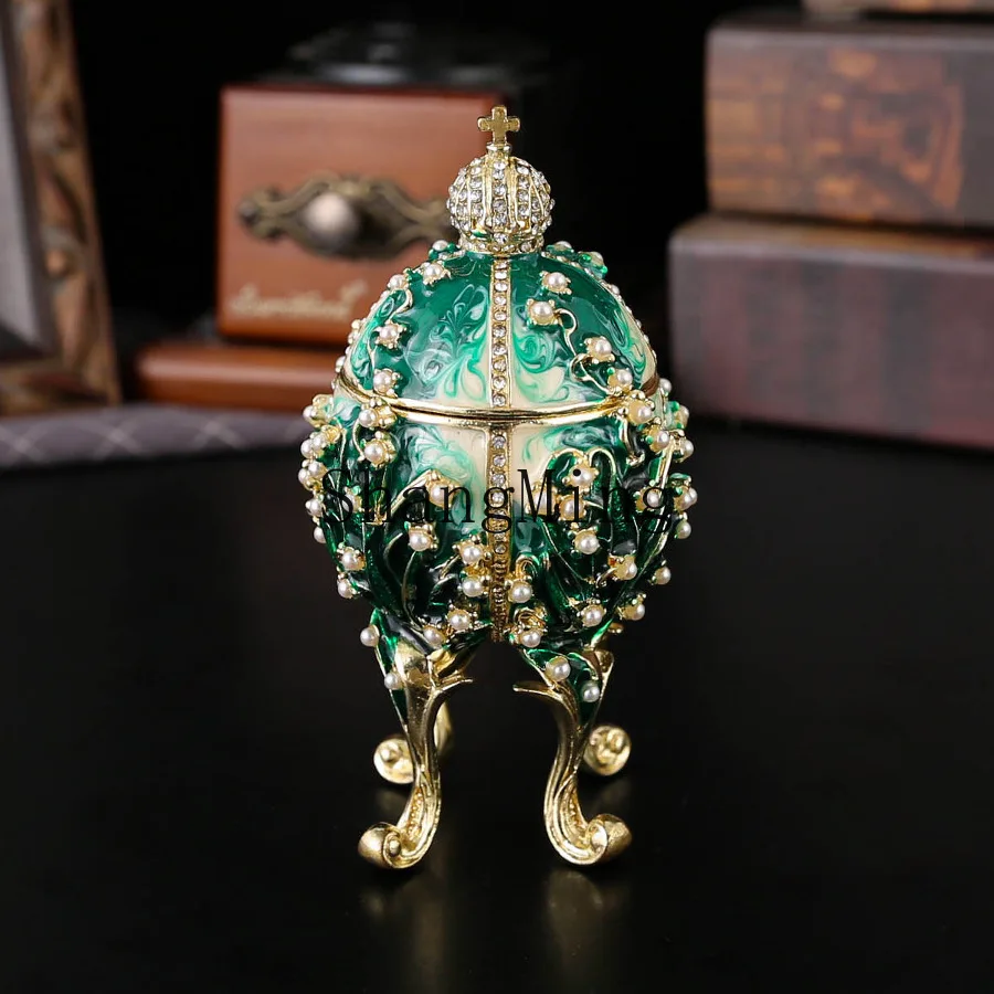 

CL Castle Diamond Egg Enamel Jewelry Box Enamel Egg Decorative Egg Retro Box Enamel Ornament