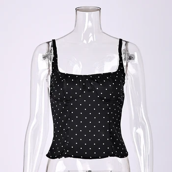 Linad Sexy Backless Polka Dot Tank Top Elegant Satin Spaghetti Strap Lace Camis Street Chic Sleeveless Vest Female 2025 Summer 6