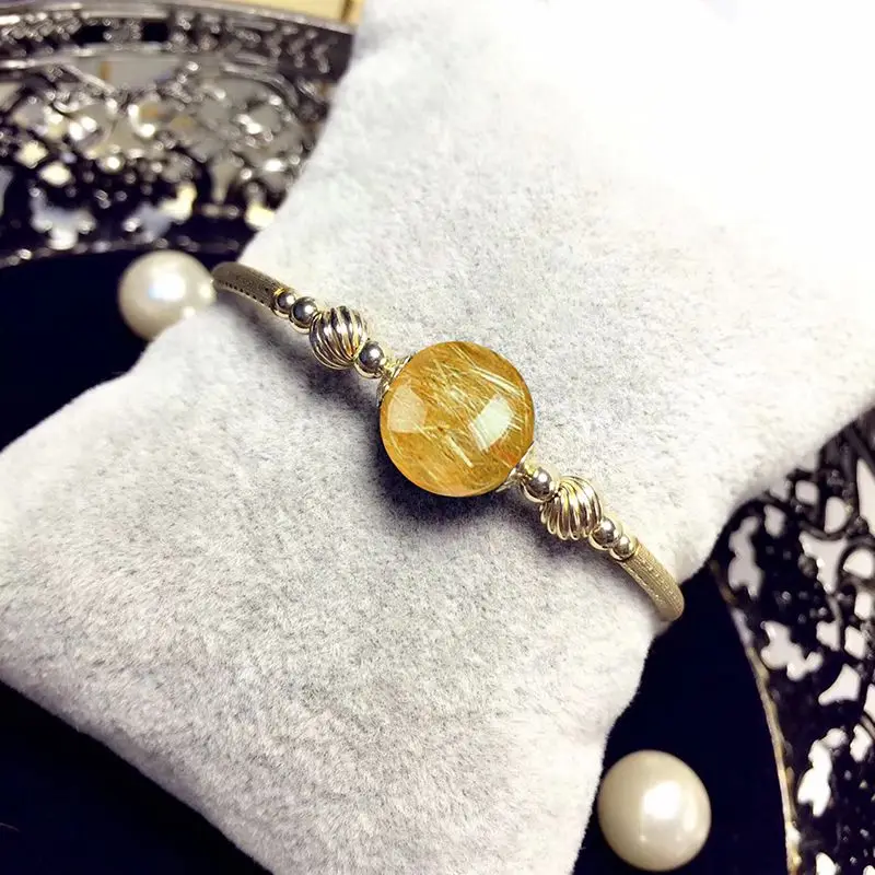 

UMQ Lucky Business Prosperity Natural Gold Rutilated Quartz Citrine Green Phantom Quartz Bracelet Women's Lucky Beads Bracelet