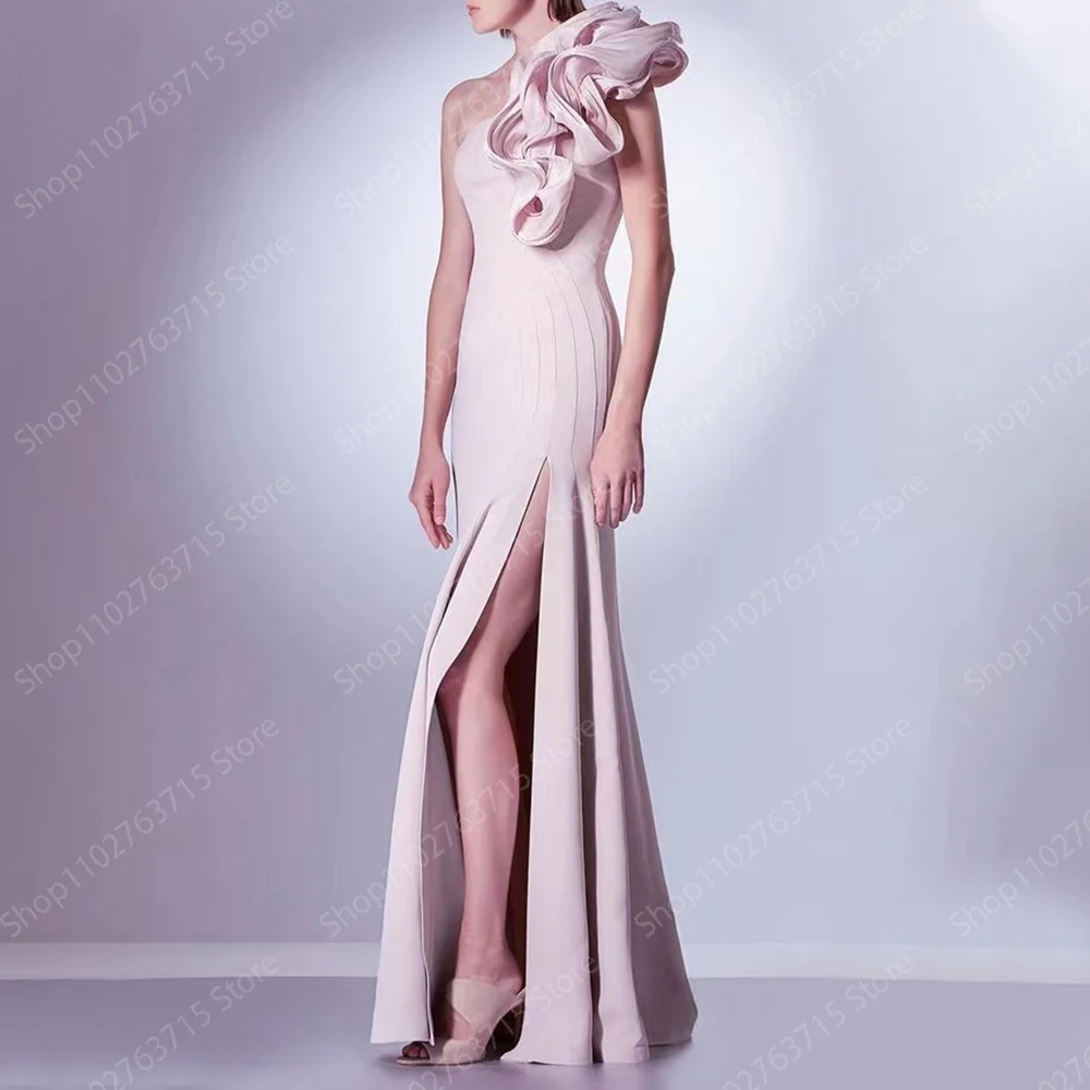 Elegant Long Evening Dresses for Women One-Shoulder Floor-Length Sweep Train Prom Party Wedding Gala Special Events Dress 2024