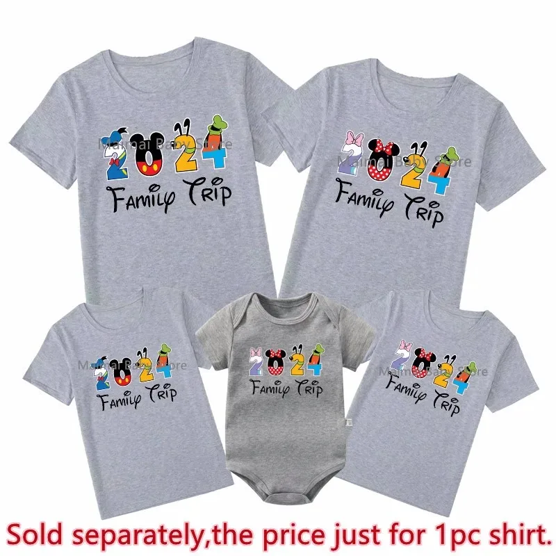 2024 Family Trip Shirt Fun Mickey Minnie Family matching costume Watch Disney Trip Dad Mom Kid T-shirt Family dress costume