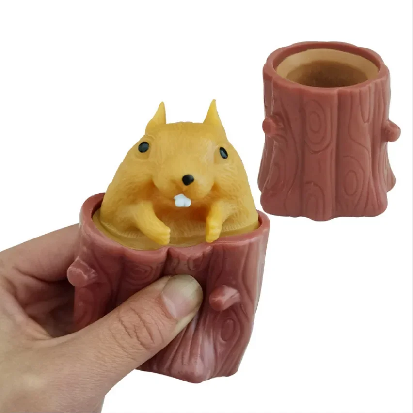 NEW KIDS Squeezing Squirrel Cup Toys Decompression Fidget Antistress Sensory Stress Reliefing Gift For Kids Adults