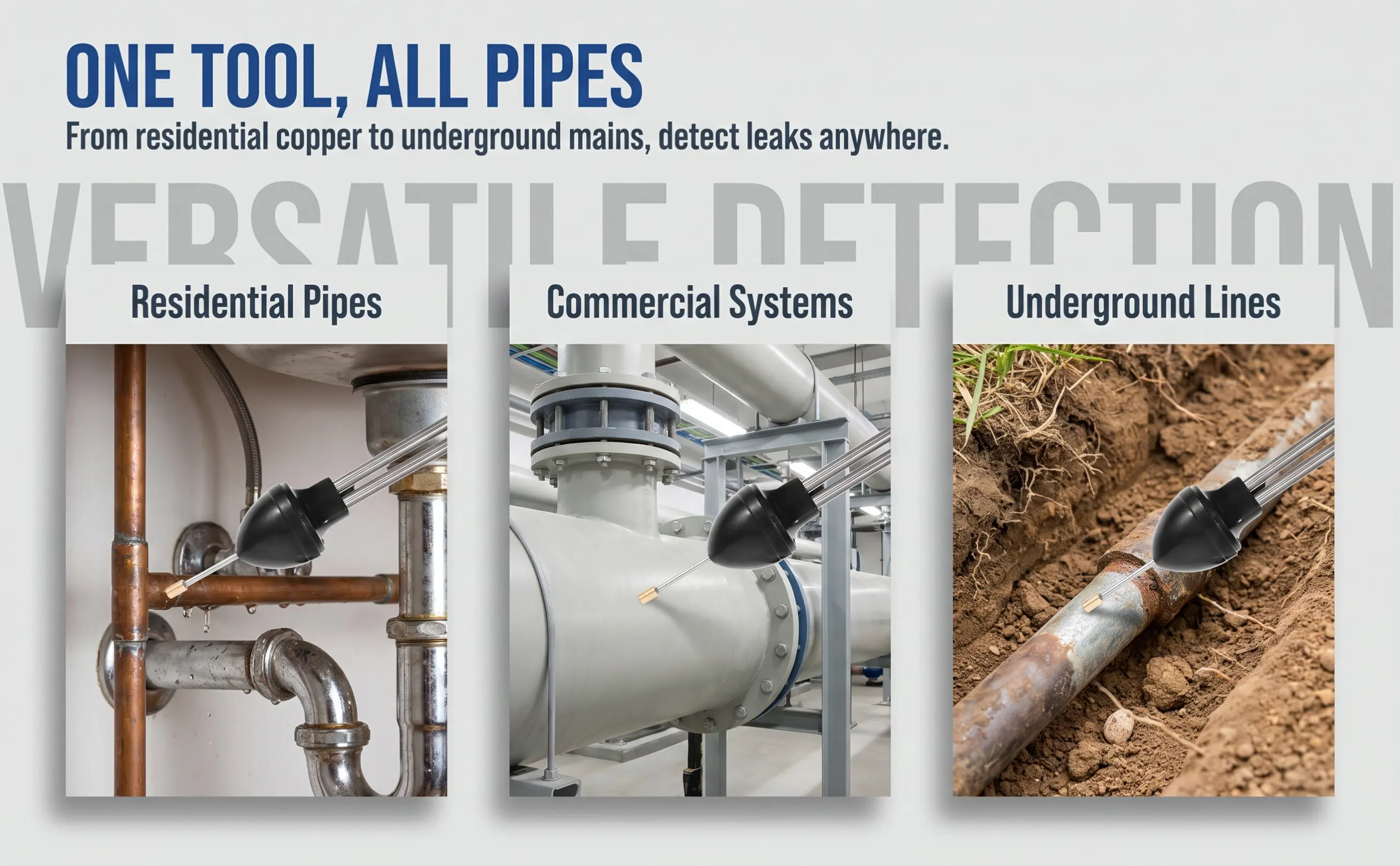 Water Leak Detection Tool for Underground Pipes – Precision Time-Saving Tester