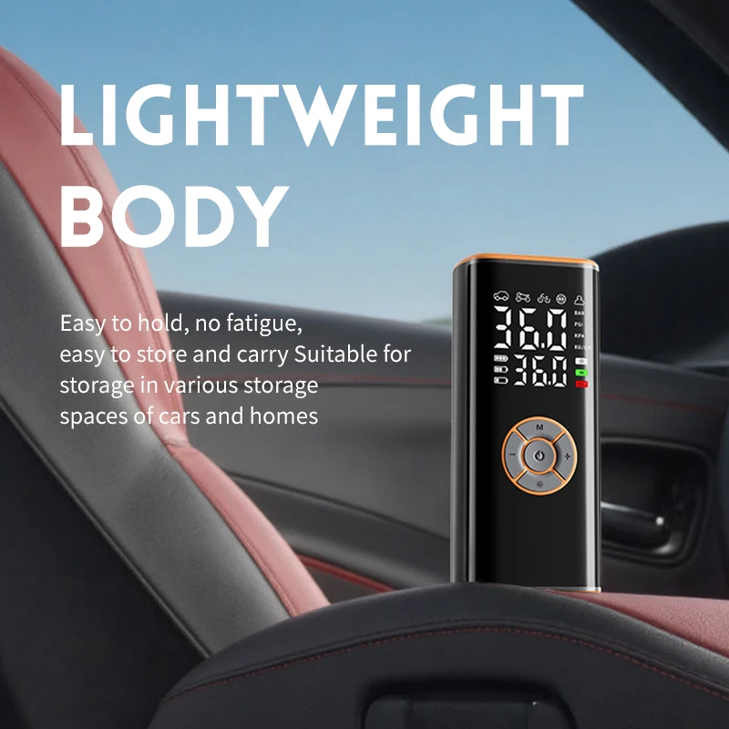 Compresor de aire portátil inalámbrico para neumáticos de coche, bomba eléctrica de 150 PSI con manómetro digital, linterna LED, bomba de aire para coche, motocicleta, bicicleta y pelota, bomba de aire inteligente