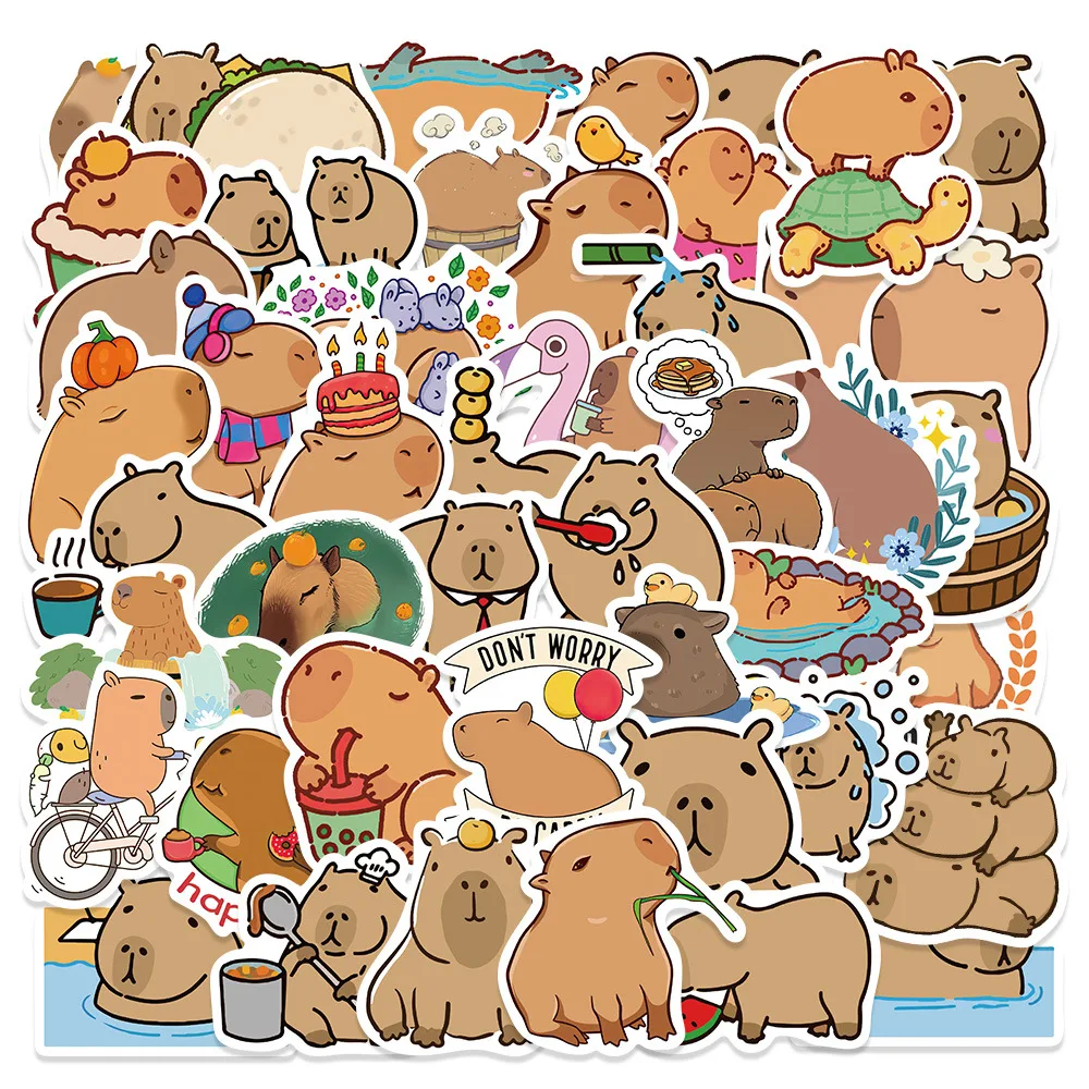 

10/50PCS Cartoon capybara Sticker Decals DIY Decorative Luggage Laptop Phone Bike Car Graffiti Scrapbook Kids Stickers