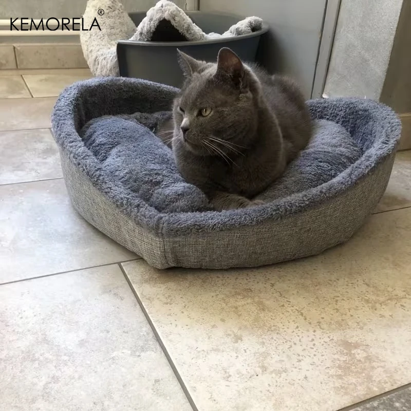 Super süßes, herzförmiges Katzennest, Haustierbett aus bequemem und weichem Stoff mit dicker Samtfüllung, das perfekte Geschenk für Katzen. – Detail 9