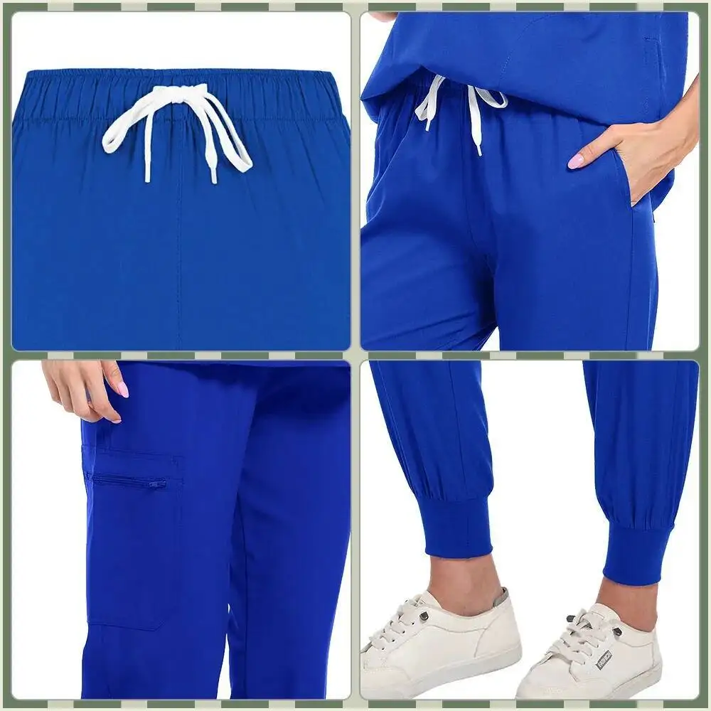 New Fast Delivery Nurse Scrubs Uniform Jogger Scrub Women's Anti Wrinkle Sets With Zipper Fitted Medical Clothing For Women