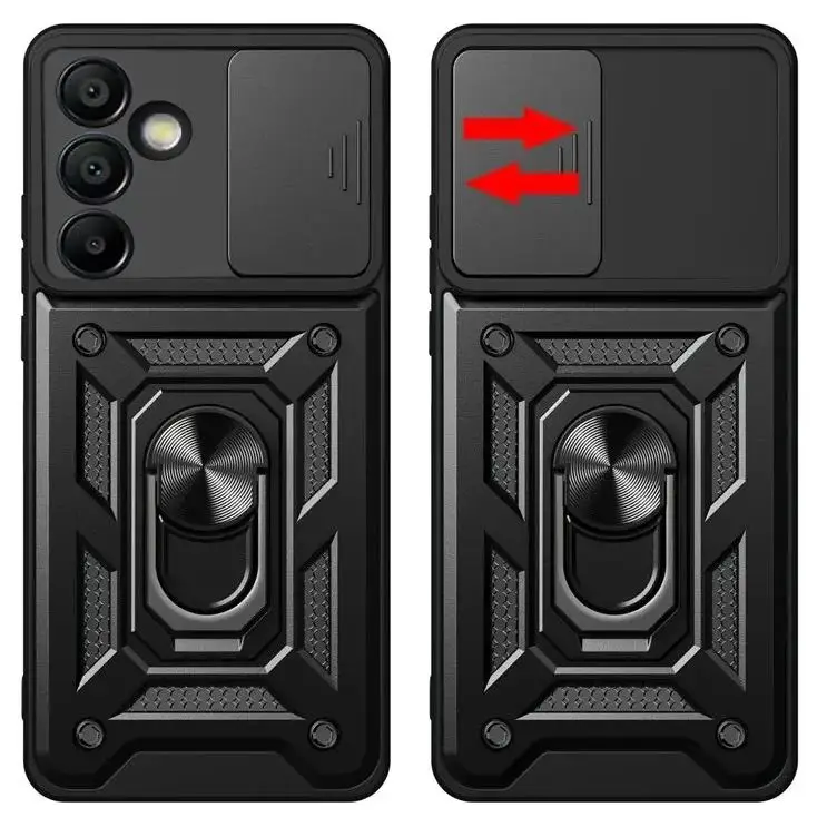 For Samsung Galaxy S24 FE Case Slide Push Window Armor Shockproof Case For Samsung S 24 S24FE Ring Holder Lens Protection Cover