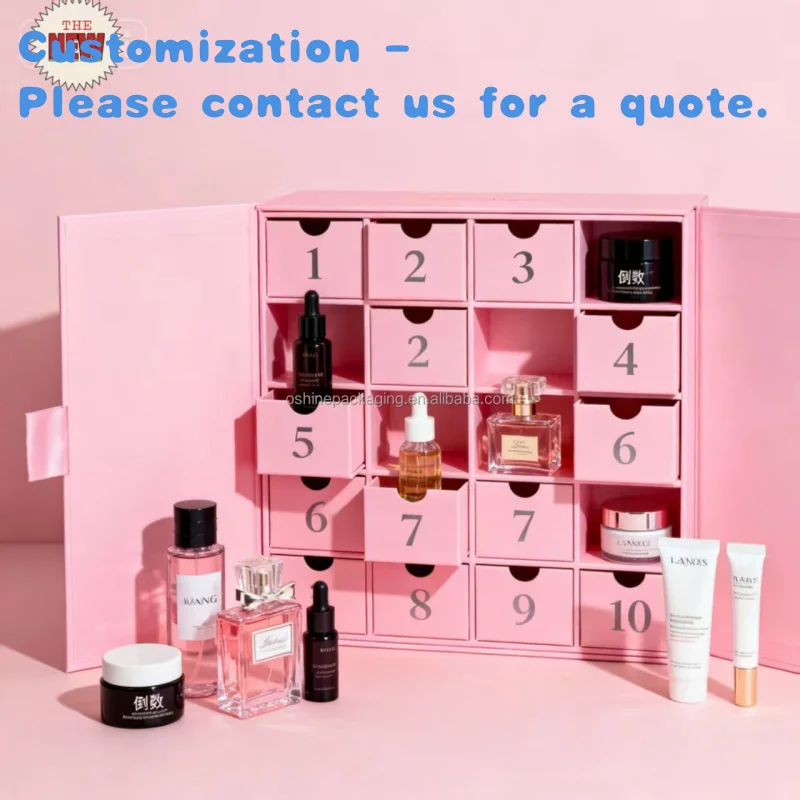 custom.Custom Printed High-End Advent Calendar Boxes Waterproof Sponge Lined Interactive Packaging Beauty Samples & Miniatur