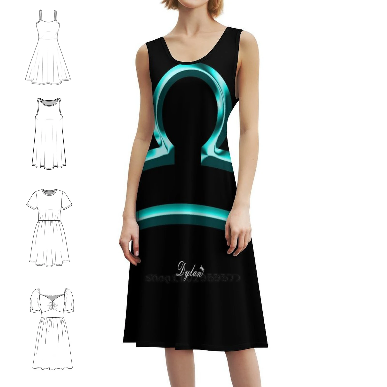 Libra Zodiac Sign Preppy Style Mini Dress For Women A-Line Loose Fit Casual Day Dress Libra Zodiac Sign Astrology Horoscope