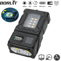 BORUiT Rotatable EDC LED Flashlight Type-C Rechargeable Power Bank Torch with Magnet Clip Work Light Fishing Pocket Lantern