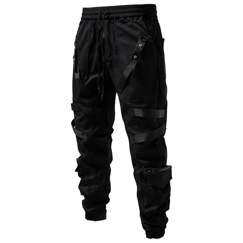

Pop fashion Autumn Techwear Style Ribbons Punk Hip Hop Cargo Pants Mens Harajuku Casual Streetwear Joggers Pantalones Hombre