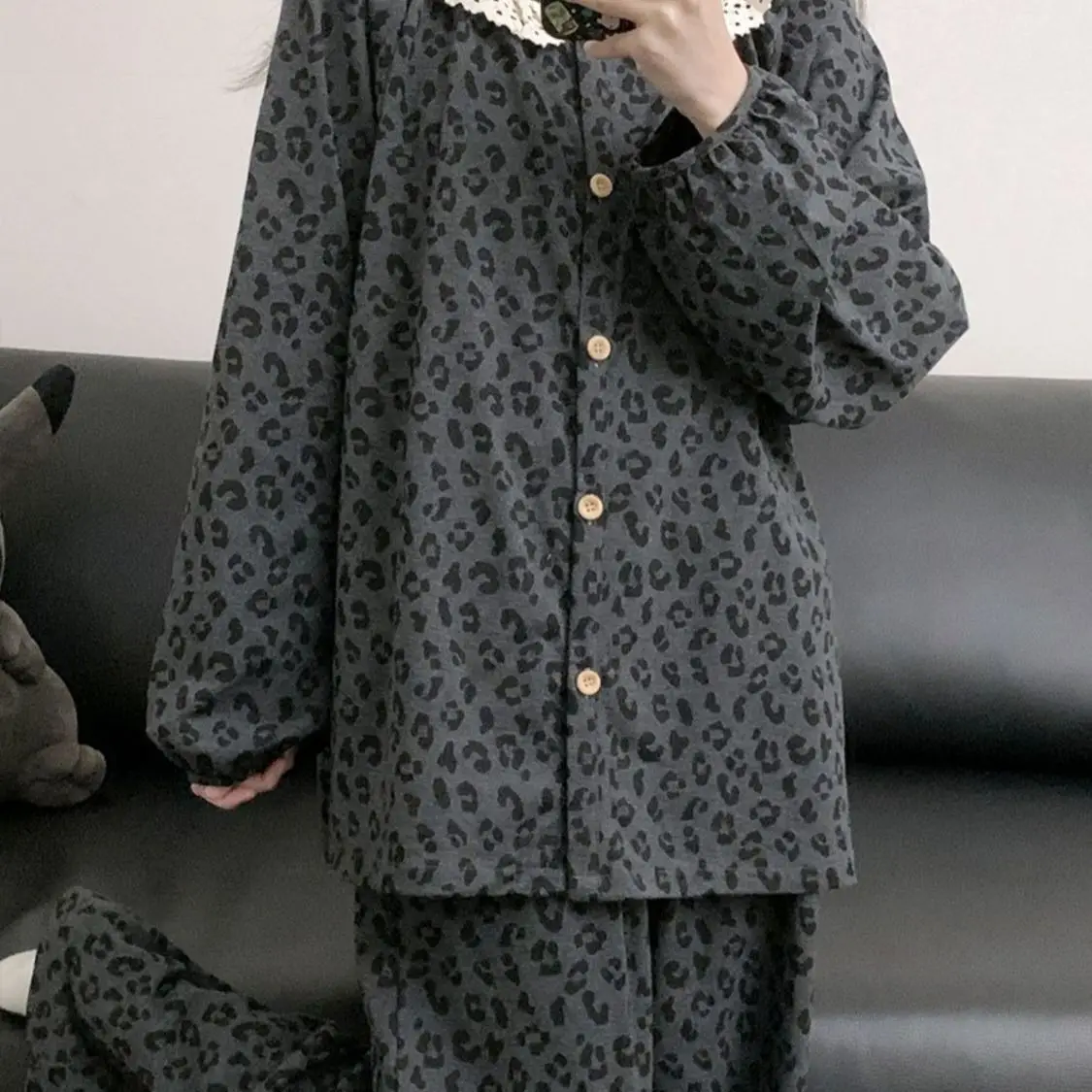 

Cartoon Cute Pajamas Suit Spring Autumn Woman Long Sleeves Trousers Lounge Clothes Female Leisure Comfortable Sweet Sleepwear