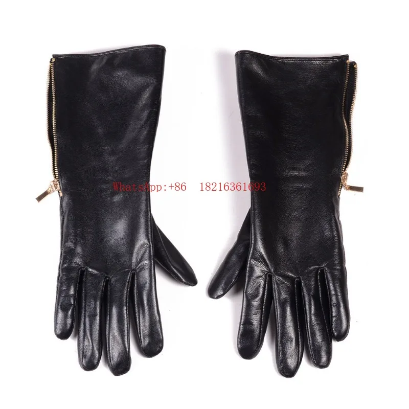 Limited Offer Leather Extended Zipper Gloves Goat Leather Mott Cycling Gloves Men's Winter