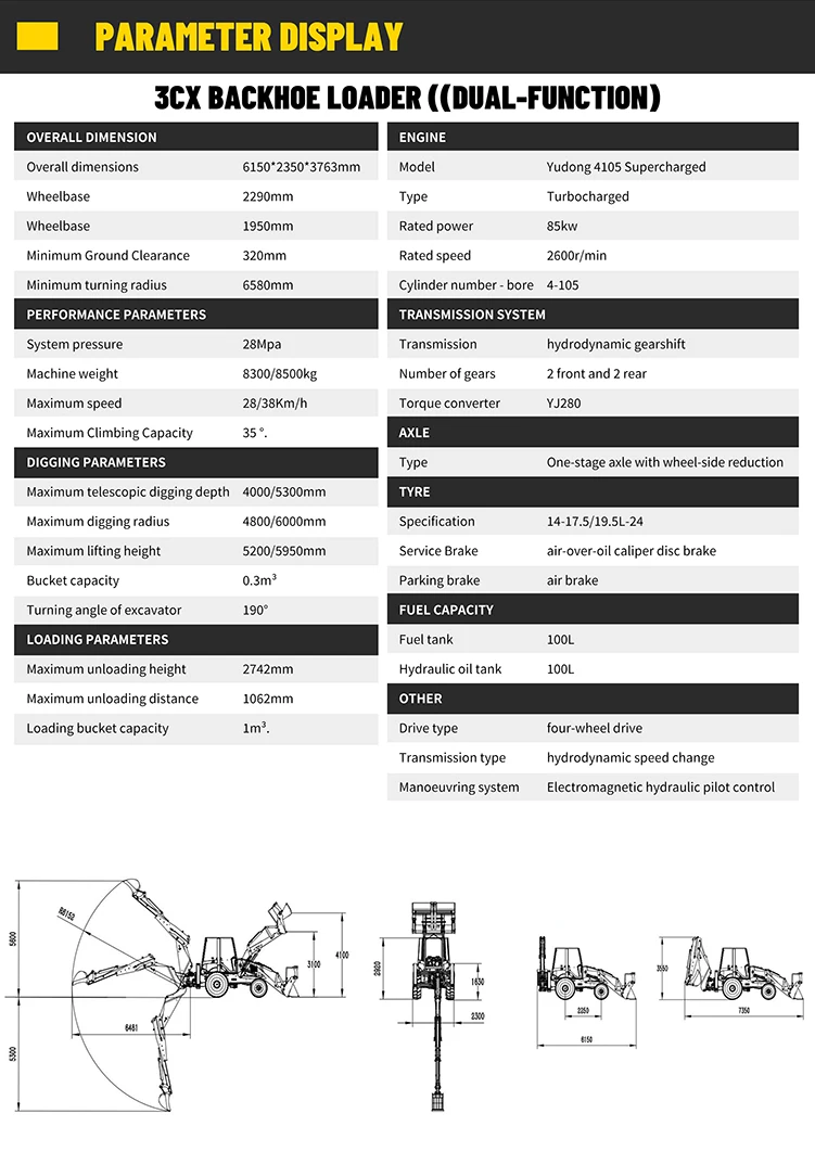 Hocheffizienter Allradantrieb-Doppelkopf-Lader, zeitsparender Baggerlader, einfach zu bedienen – Detail 7