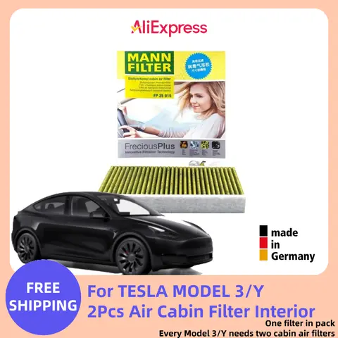 MANNFILTER-FP25015 Filtro de ar de cabine para Tesla MOTORES Modelo 3 06.2018-Modelo Y 01.2021- 110768100A 110768100B 110768100C