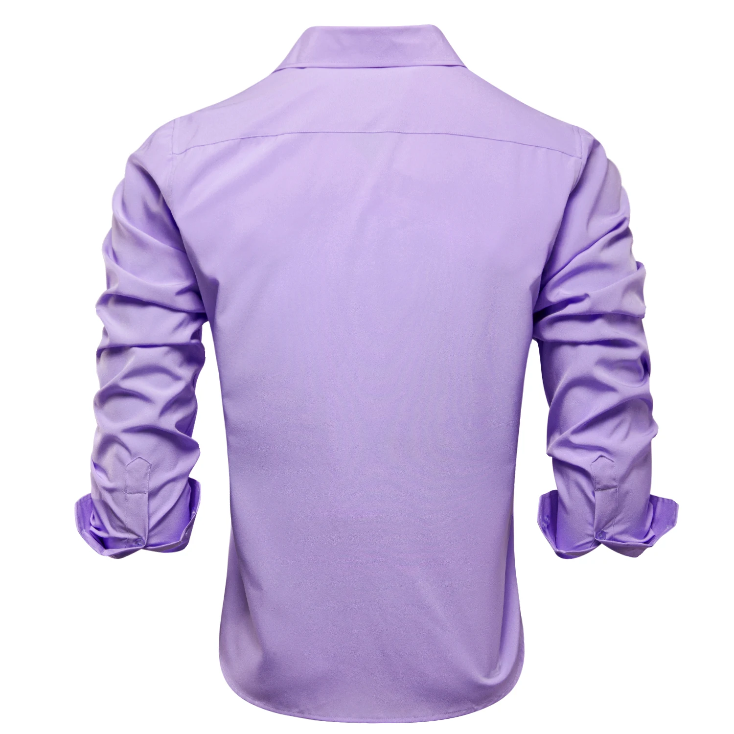 Hi-Tie Villet Lilac Purple Silk Mens Shirts Lapel Long Sleeve Suit Social Shirt Soft Breathable Elegant Male Wedding Business XL