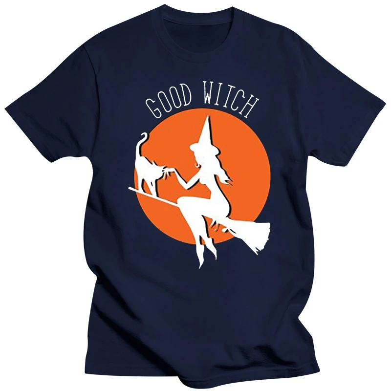 Printed Good Witch Sorcerer Witchcraft Halloween Mens T-Shirt Girl Boys Round Neck Cute Men's Tshirt Short Sleeve Female Hiphop