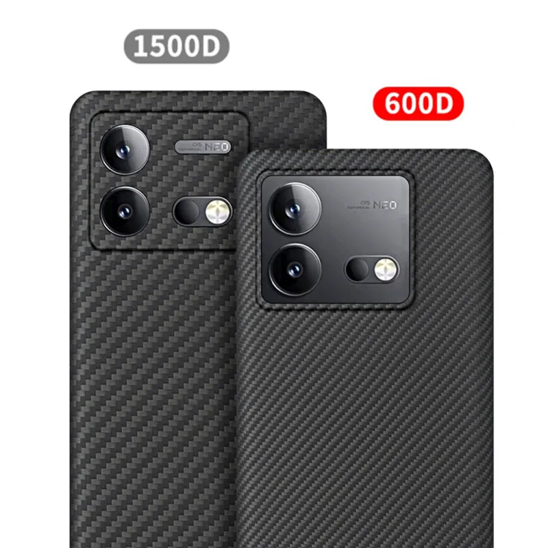 Case for IQOO Neo 8 Neo8 Ultrathin Real Carbon Fiber 600D Aramid Cell Mobile Phone Protective Cover Protection Shell