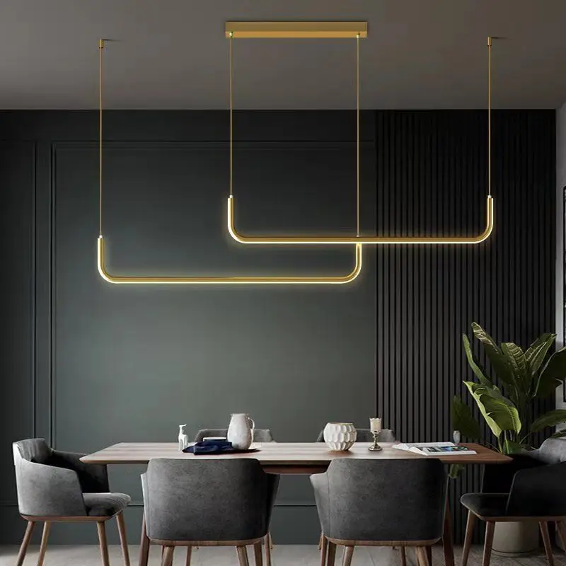 

Nordic Luxury Long LED Chandelier Dining Table Restaurant Kitchen Bedroom Dimmable Higt-end Pendant Lamp Indoor Lighting Decor