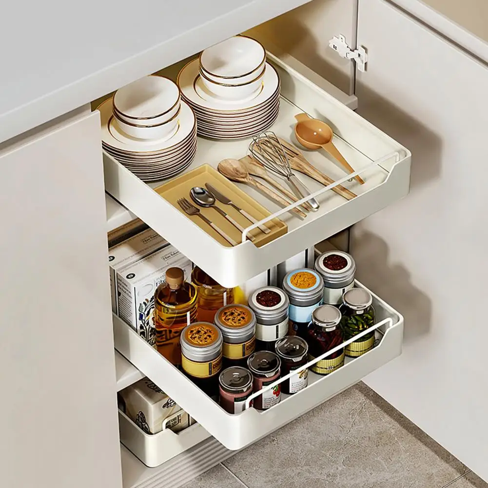 Pull Out Cabinet Organizer Fixed Slide Out Pantry Shelves Sliding Drawer Type Storage Tray Pantry Shelf For Kitchen Living Room