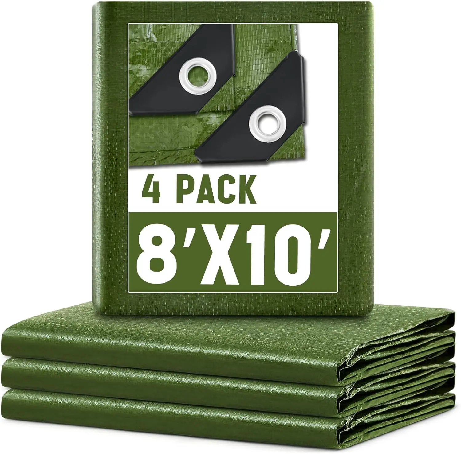 

Набор из 4 штук: большие тенты 8 x 10 футов, 5,5 мил, сверхпрочные, водонепроницаемые, многофункциональные, для дома, лодок, автомобилей, кемпинга, патио, мебели