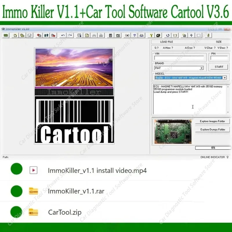 

Программное обеспечение IMMO Killer V1.1 Car Tool Software Cartool V3.6 — это лучшее программное обеспечение для очистки файлов Airbag, удаления и удаления данных о системе защиты от угона Immo.