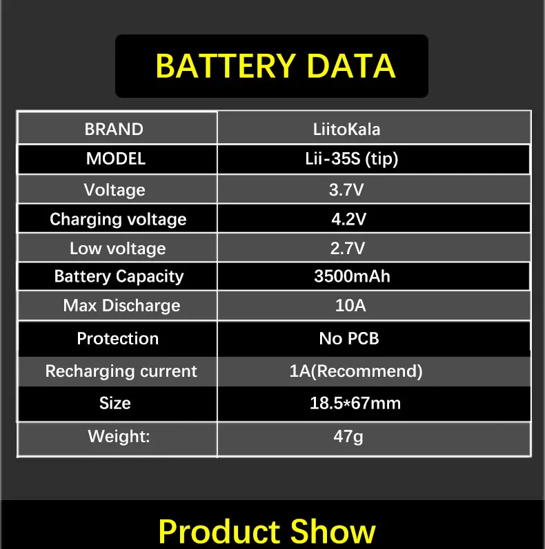 LiitoKala Lii-35S Tip 18650 batteria 3.7V 3500mAh batteria al litio ricaricabile per torcia a LED + fai da te a punta