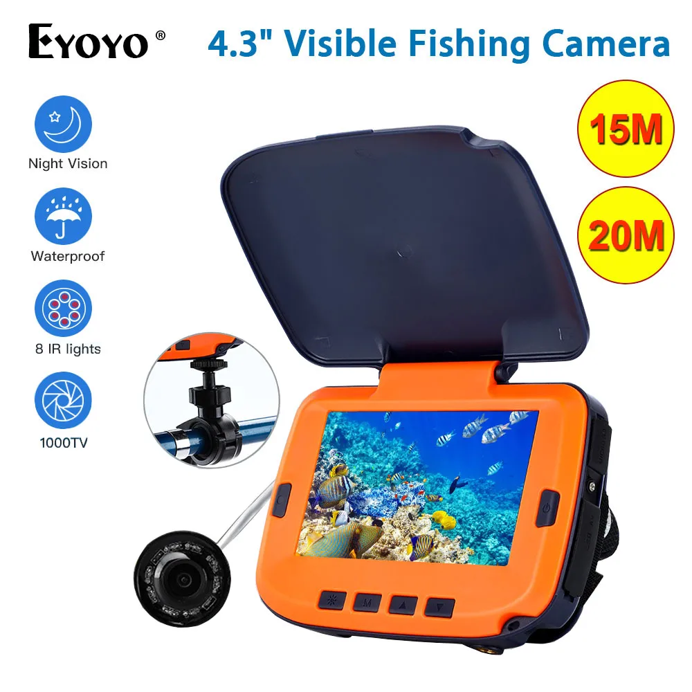 EYOYO 15M/20M 1000TVL Fish Finder Underwater Ice Fishing Camera 4.3