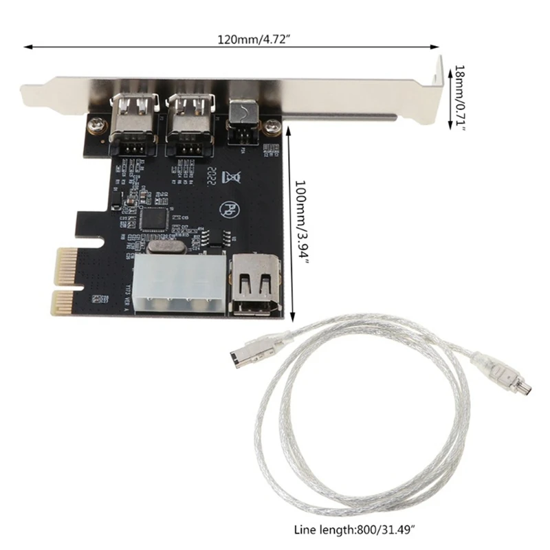 PCI E 1X 1394 3 Port Firewire Card DV HD Video Capture Card With 1394A 6 Pin To 4 Pin IEEE1394A Interface For Desktop