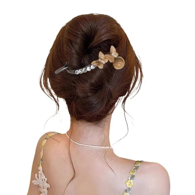 Hochwertige Haarspange mit künstlichen Diamanten in Schmetterlingsform, geeignet für den Alltag und Hochsteckfrisuren am Hinterkopf. – Detail 5