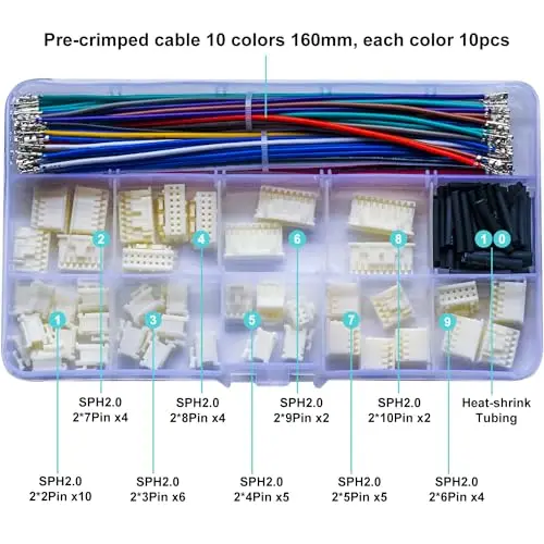 SPH 2.0 Female Connectors and 22AWG Cables,SPH-2.0 Dual Row 2 * 2/3/4/5/6/7/8/9/10Pin Housing (YO-SPH2.0)