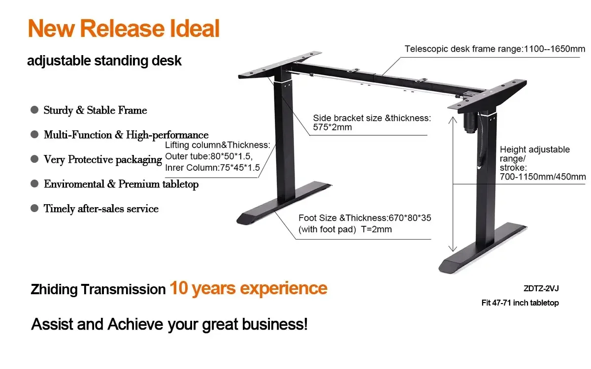 High Quality Mental Desk Frame Automatic Ergonomic Electric Table Adjustable Height Monitor Desk Stand